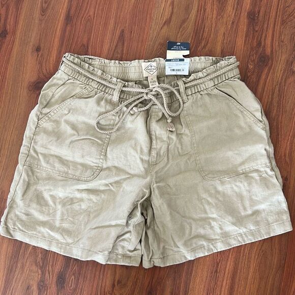 NWT St. John’s Bay tan beige linen crayon casual shorts. Safari size L - Picture 1 of 5